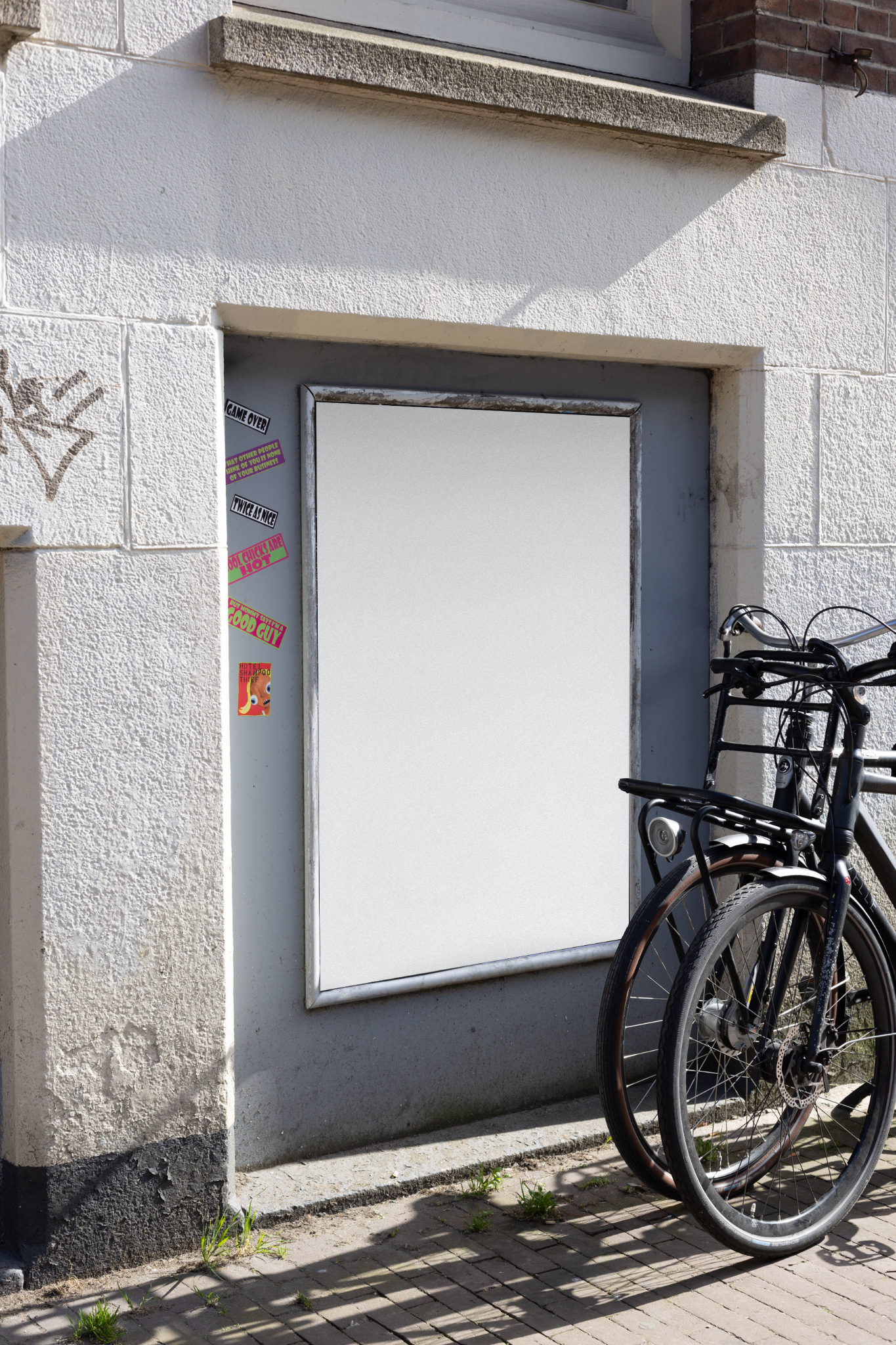 Amsterdam urban poster mockup photographed on a real street